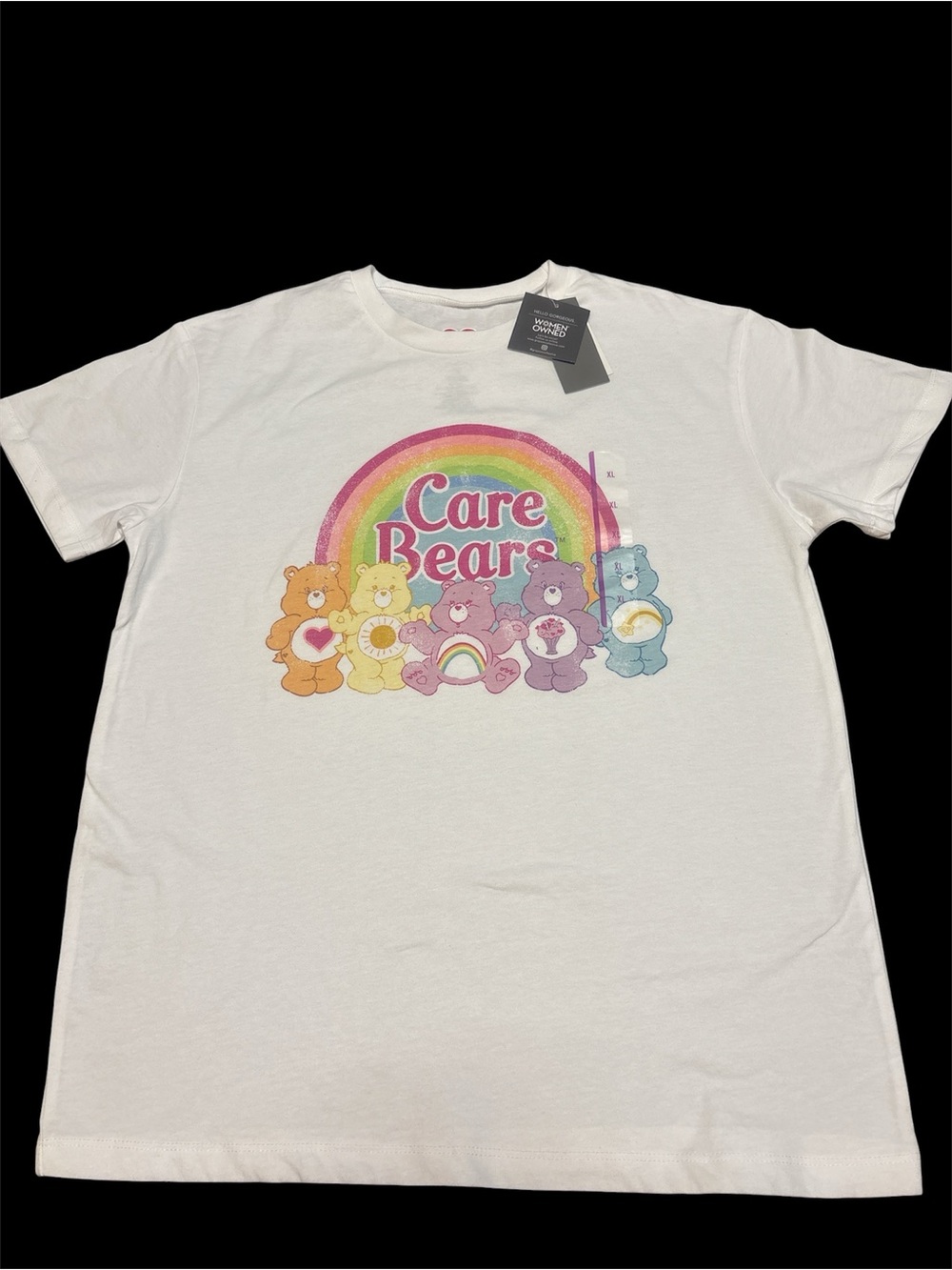 Grayson Threads White Care Bears Rainbow Graphic Tee